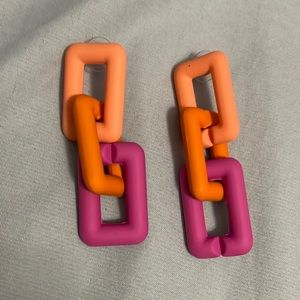 Vintage chain dangle color block earrings